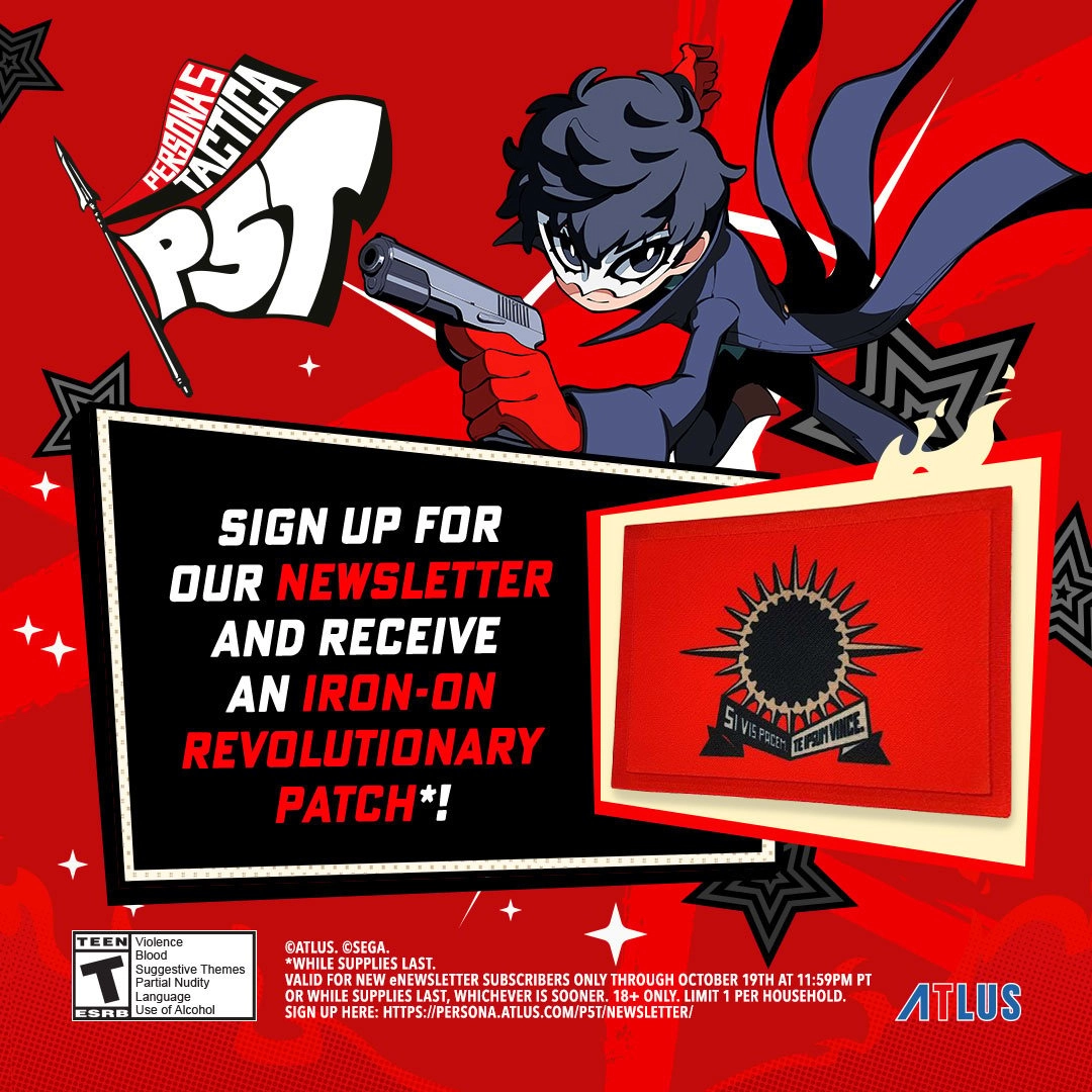 Free Persona 5 Tactica Iron-On Patch Offered to Newsletter Subscribers