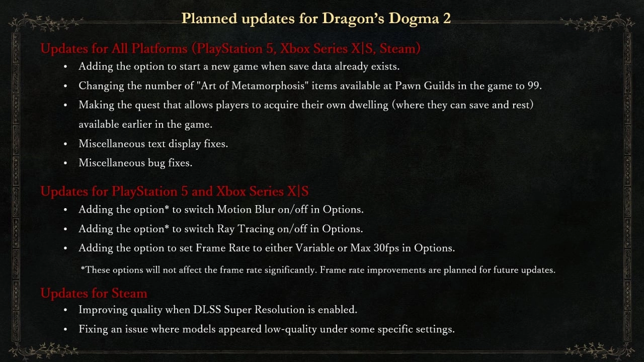 Dragon's Dogma 2 Patch to Enhance Console Experience