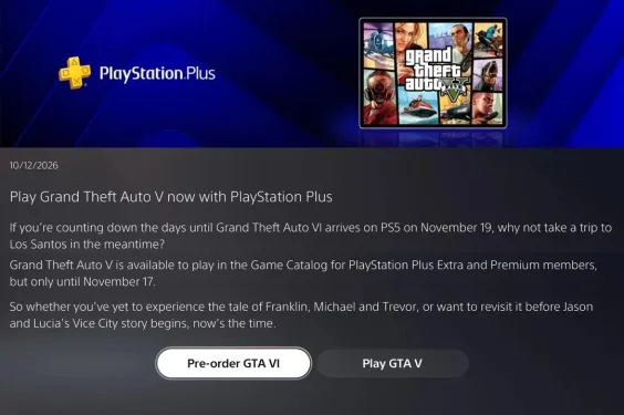 Grand Theft Auto V Leaves PlayStation Plus on November 17, Two Days Before GTA VI